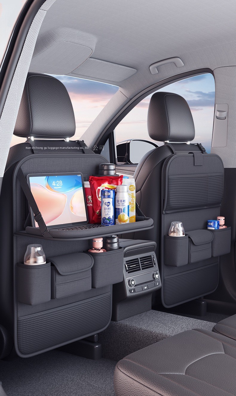 Kleiner Tisch-Sitz-Organizer mit Rückenlehne, hängende Auto-Aufbewahrungstasche aus Leder_voghion.com