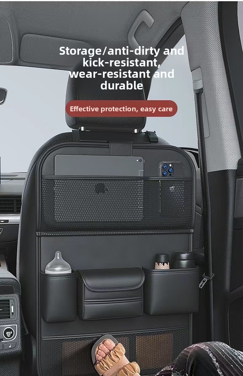 Kleiner Tisch-Sitz-Organizer mit Rückenlehne, hängende Auto-Aufbewahrungstasche aus Leder_voghion.com