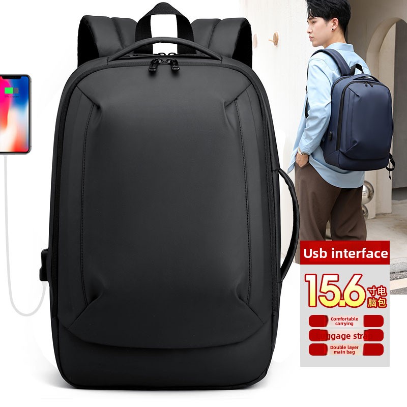 Nowa torba biznesowa na laptopa, prosta, modna, wodoodporna, z portem ładowania USB, skórzana, o dużej pojemności_voghion.com