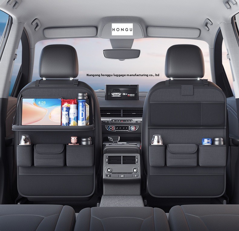 Kleiner Tisch-Sitz-Organizer mit Rückenlehne, hängende Auto-Aufbewahrungstasche aus Leder_voghion.com