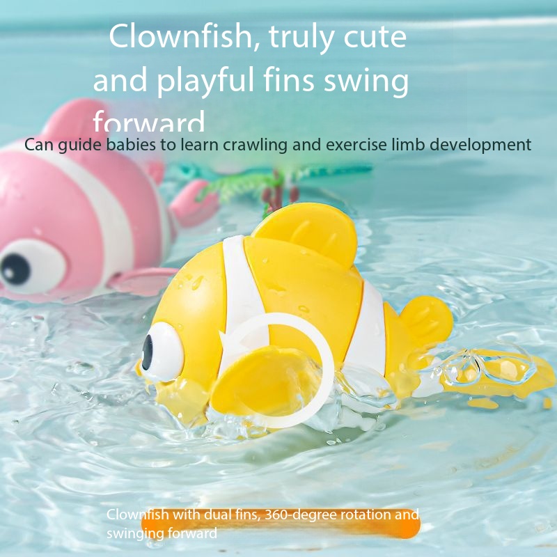 Brinquedo de banho peixe palhaço de corda para bebés_voghion.com