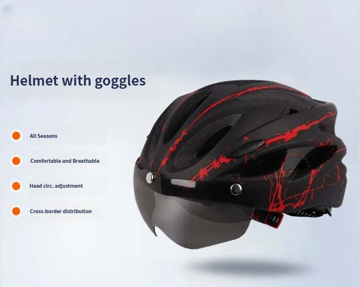 Integrated Cycling Helmet With Windproof Visor, Ultralight & Breathable, Multi-Vent Safety Helmet For Summer Riding_voghion.com