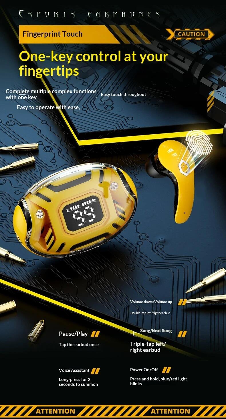 Auricolari gaming tws bluetooth in-ear con design mecha_voghion.com