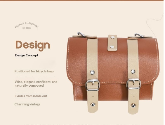Bolsa de bicicleta vintage em couro para quadro dianteiro mtb_voghion.com