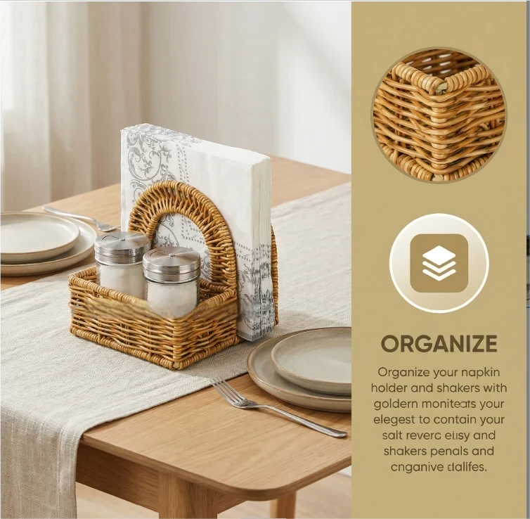 Imitation Rattan Napkin Holder For Restaurant And Kitchen Decor_voghion.com