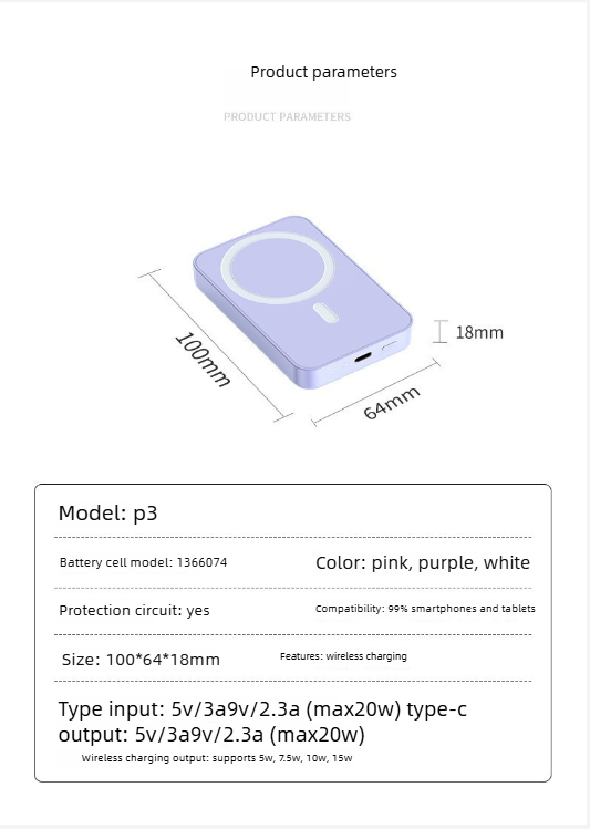 Magnetic Wireless Power Bank Portable Charger For Iphone_voghion.com
