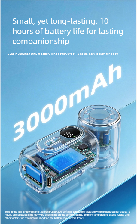 Portable Fan With Stepless Speed Control And 100 Power Modes_voghion.com