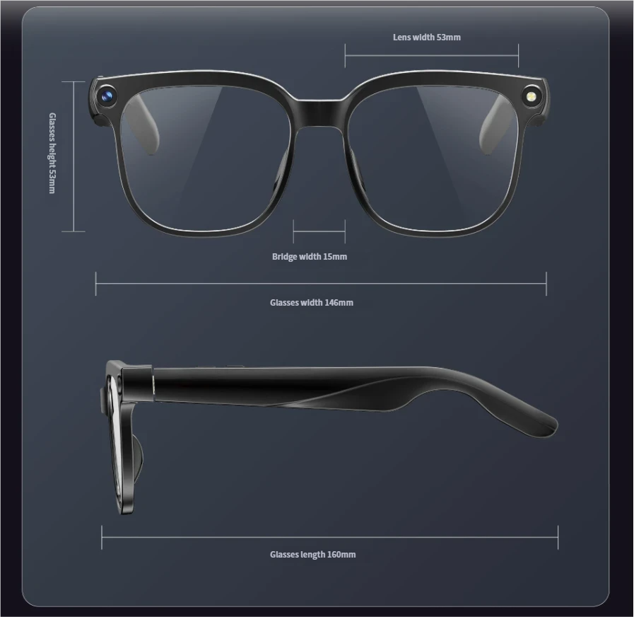 Lunettes intelligentes bluetooth ai avec caméra et musique_voghion.com