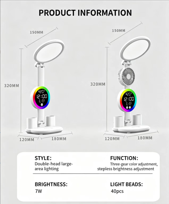 Lampada da scrivania per studio, protezione per gli occhi, ideale per i compiti a casa, con spina, a doppio uso, per lettura e comodino, a LED dimmerabile._voghion.com