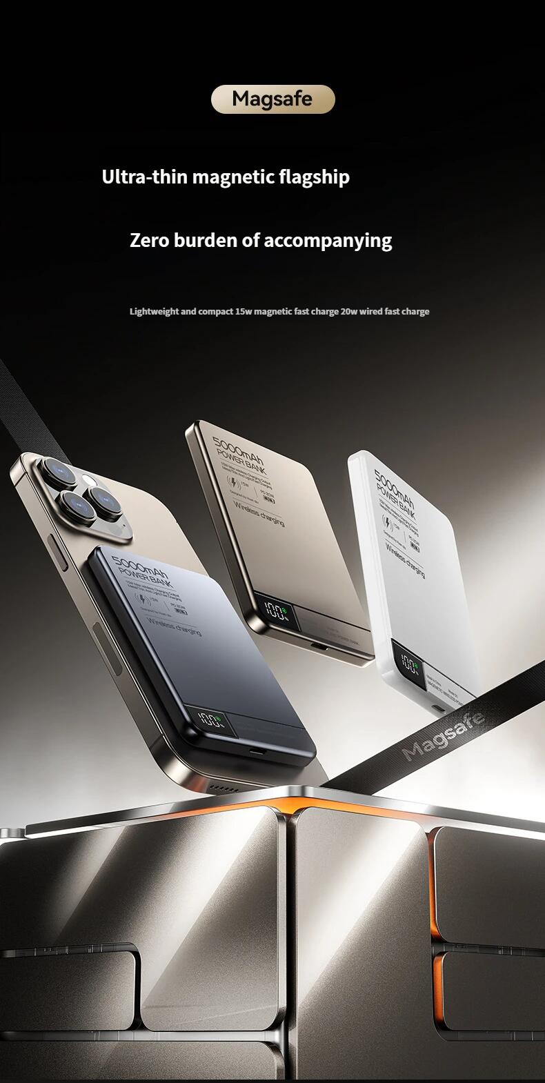 Magnetic Power Bank With Wireless Fast Charging And Digital Display_voghion.com