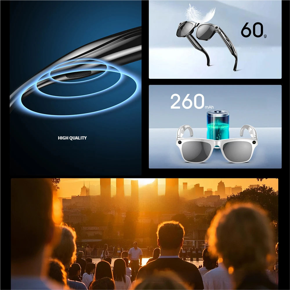 Smart Glasses With Voice Control And Bluetooth Camera For Photos_voghion.com