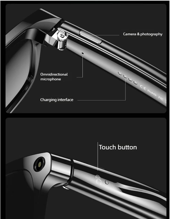Smart Glasses With Voice Control And Bluetooth Camera For Photos_voghion.com
