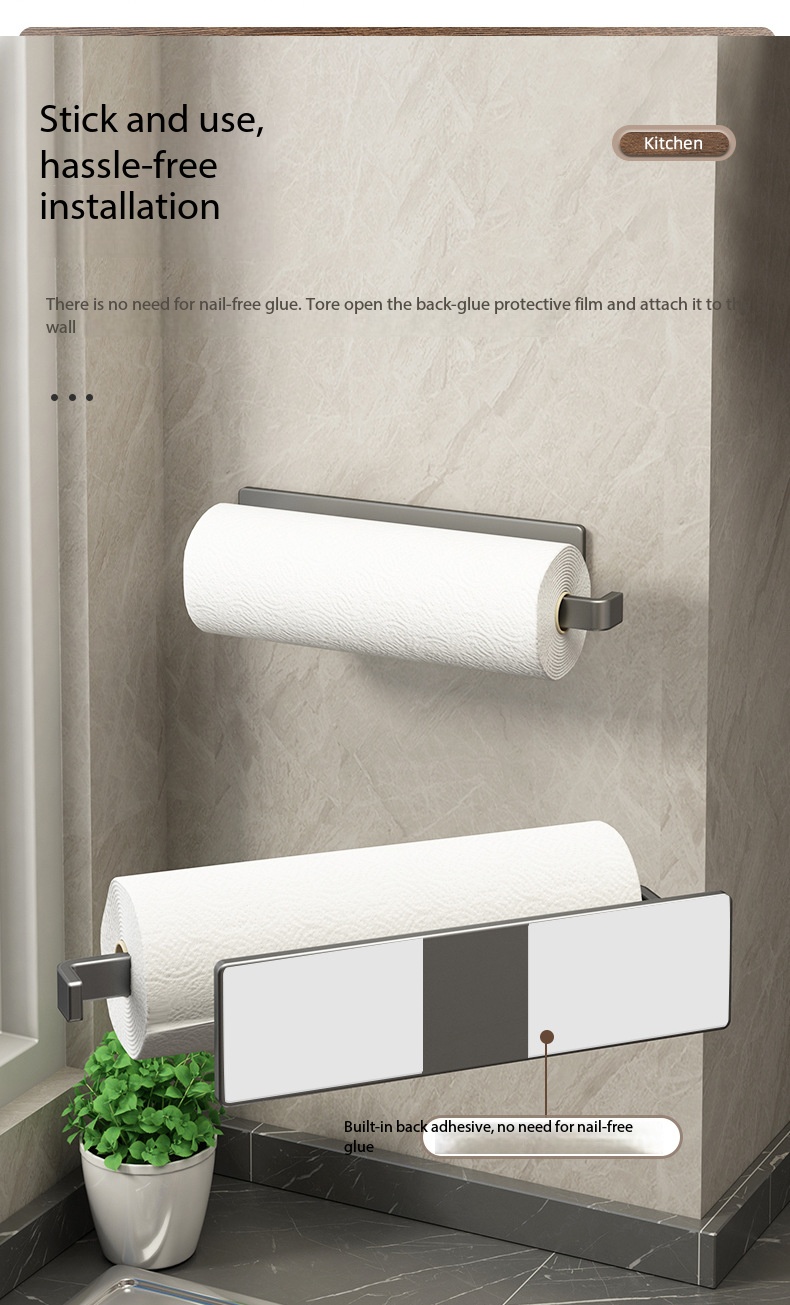 Wall Mounted Kitchen Storage Rack For Paper Towel And Cling Film_voghion.com