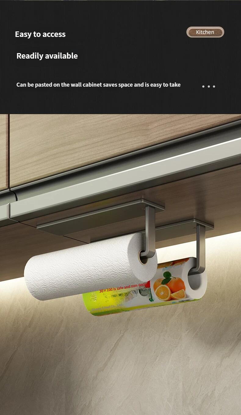 Wall Mounted Kitchen Storage Rack For Paper Towel And Cling Film_voghion.com