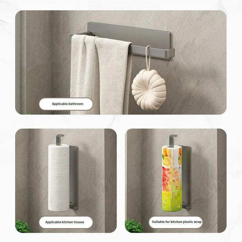 Wall Mounted Kitchen Storage Rack For Paper Towel And Cling Film_voghion.com