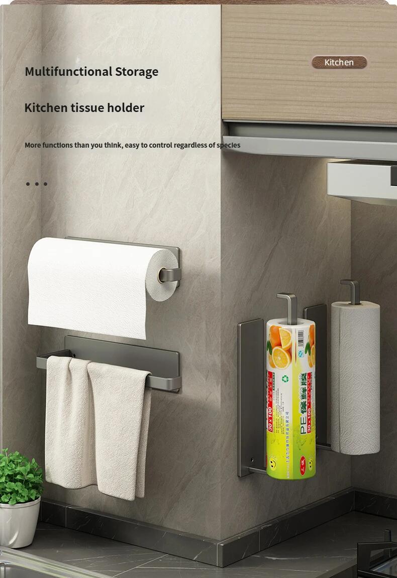 Wall Mounted Kitchen Storage Rack For Paper Towel And Cling Film_voghion.com