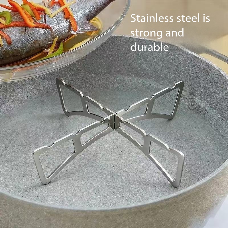 Stainless Steel Cross Steaming Rack For Kitchen And Camping_voghion.com