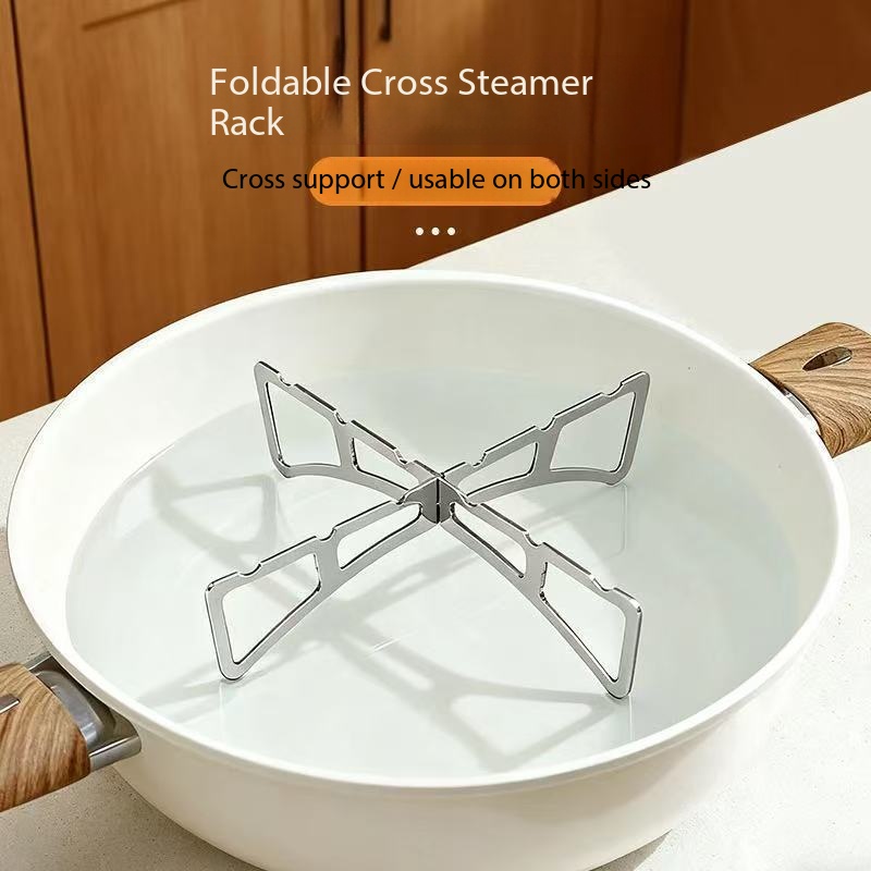 Stainless Steel Cross-shaped Steaming Rack Home Kitchen Mat, Pot Cooking Rack, Portable For Outdoor Camping, Picnic, And_voghion.com