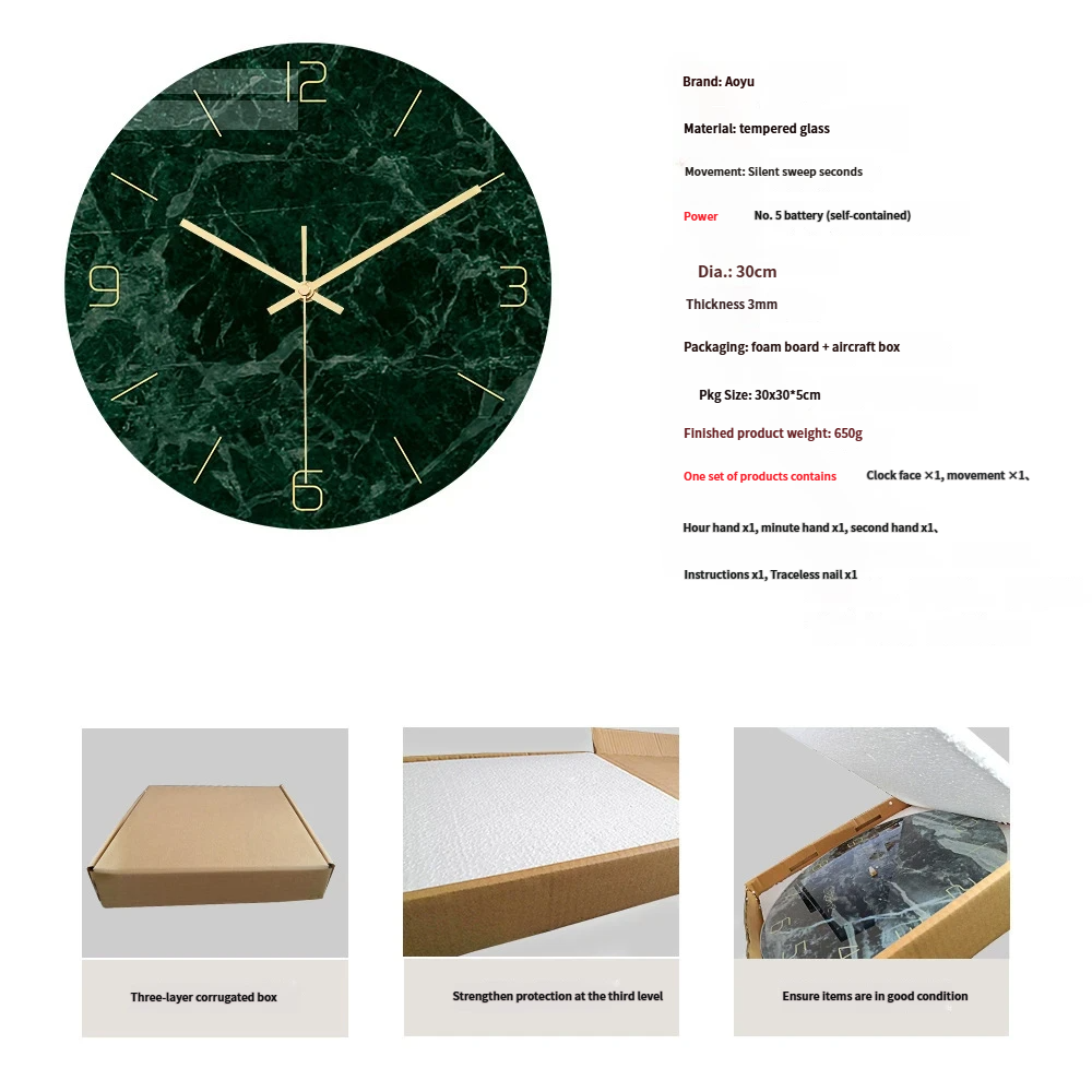 Nebula Wall Clock Tempered Glass Silent Movement Decorative Home_voghion.com