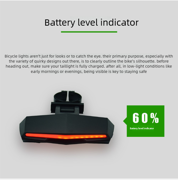 Luce posteriore per bici intelligente con telecomando e usb_voghion.com
