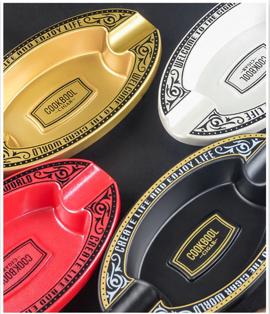 Portable Melamine Cigar Ashtray Lightweight Double Slot Design_voghion.com