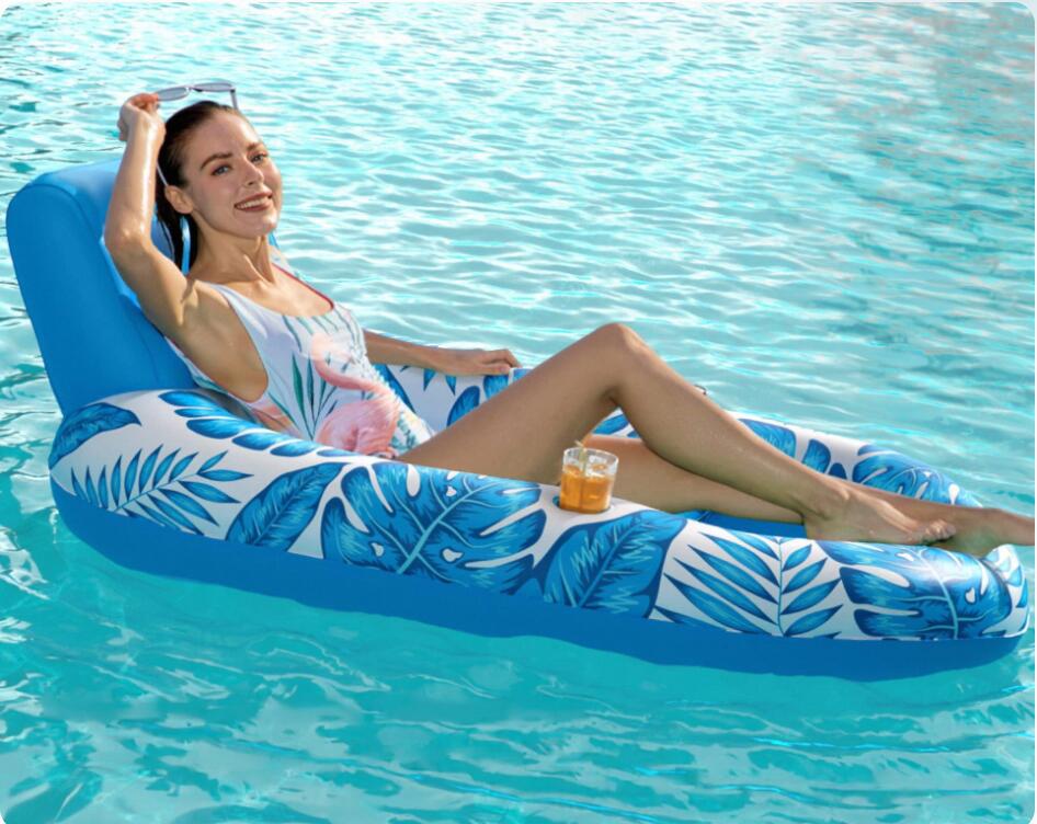 Inflatable Pool Float U-shaped Seat Ring With Backrest Maple Leaf_voghion.com