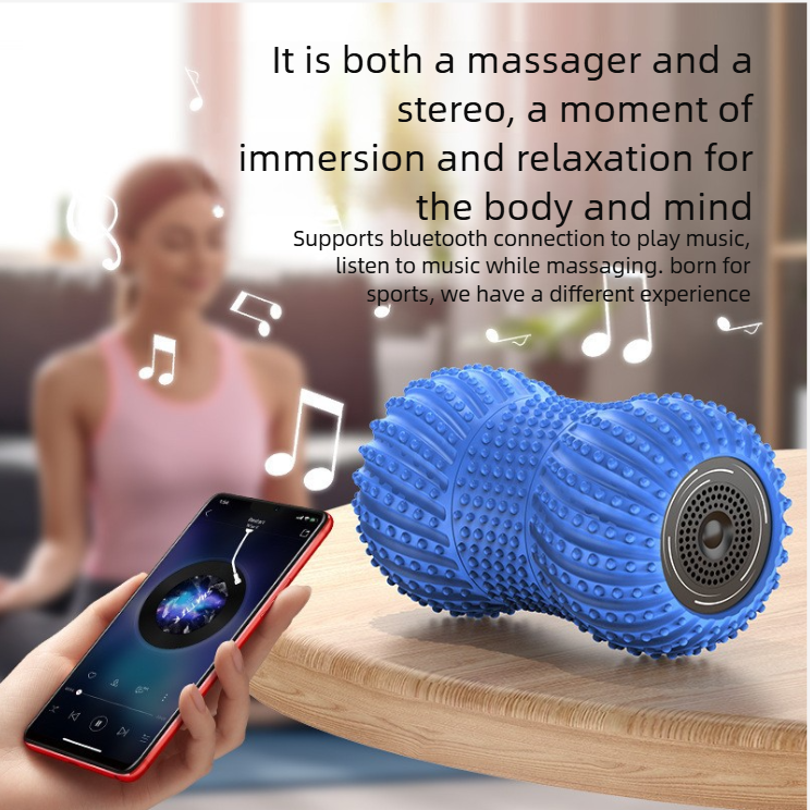 Vibrating Peanut Massage Ball Massager With Sound, 2-in-1 Device For Relieving Muscle Pain, Electric Yoga Roller_voghion.com