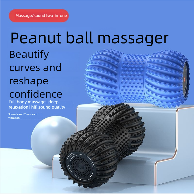 Vibrating Peanut Massage Ball Massager With Sound, 2-in-1 Device For Relieving Muscle Pain, Electric Yoga Roller_voghion.com