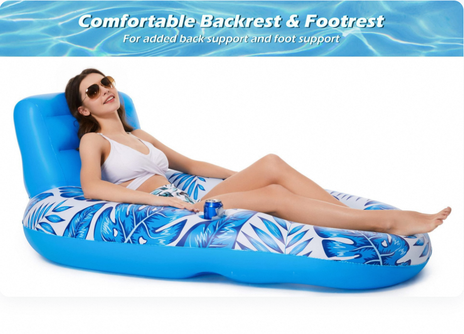 Inflatable Pool Float U-shaped Seat Ring With Backrest Maple Leaf_voghion.com