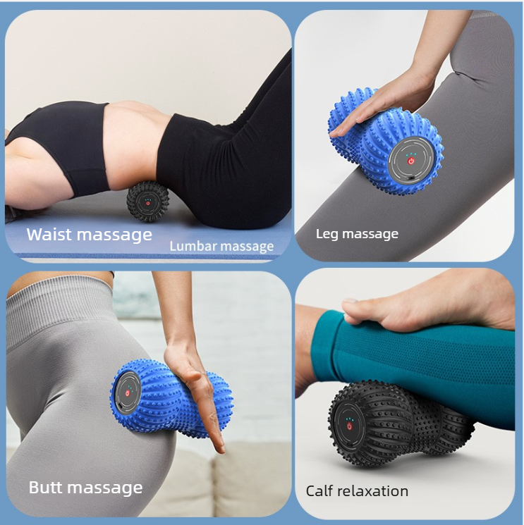 Vibrating Peanut Massage Ball Massager With Sound, 2-in-1 Device For Relieving Muscle Pain, Electric Yoga Roller_voghion.com