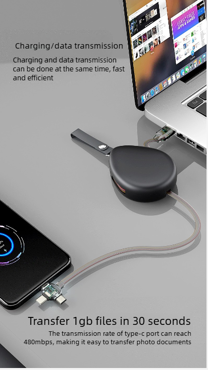 Intrekbare snellaadkabel voor mobiele telefoon met usb_voghion.com