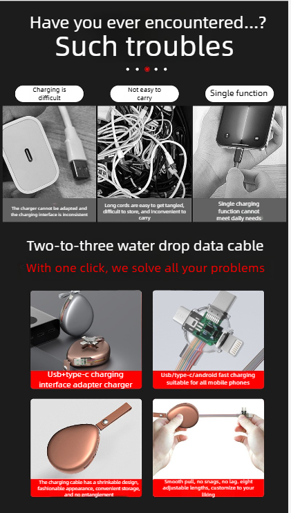 Intrekbare snellaadkabel voor mobiele telefoon met usb_voghion.com