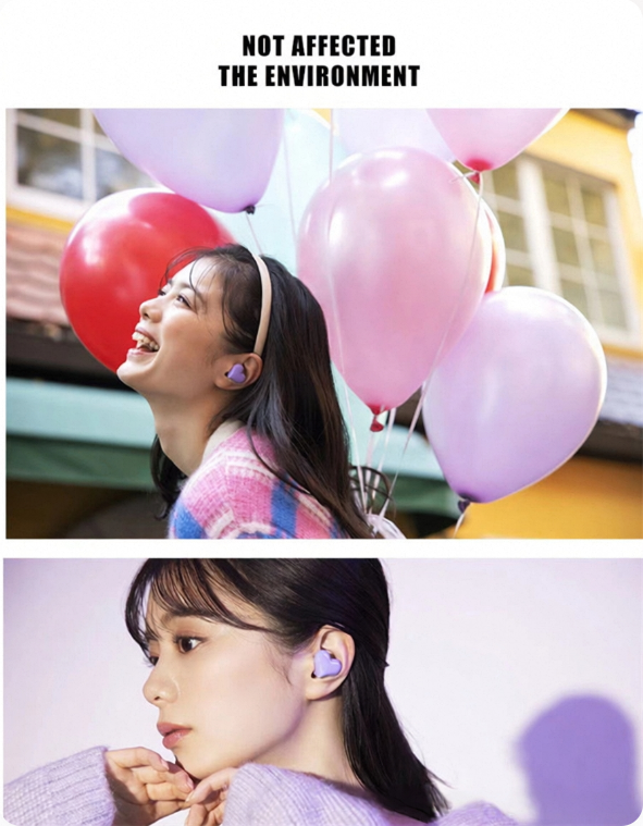 Hartvormige draadloze Bluetooth-oordopjes voor dames_voghion.com