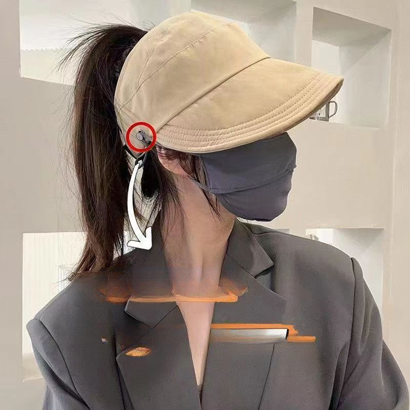 Ruth Style Duckbill Cap Versatile Open Top Can Hang Mask UV Protection Sun Hat_voghion.com