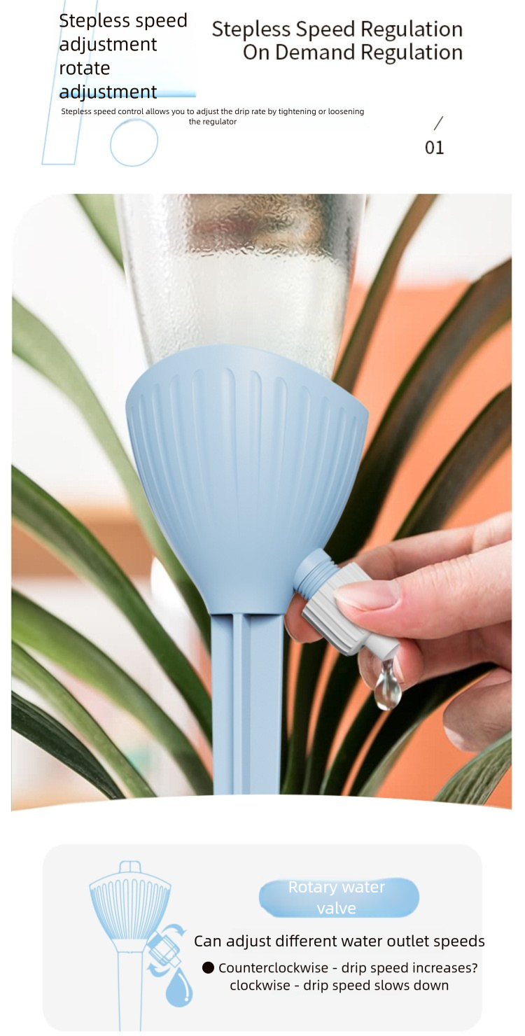 Novo modelo de dispositivo gotejador com vazão ajustável automática para irrigação de flores, percolador, exclusivo para uso internacional._voghion.com