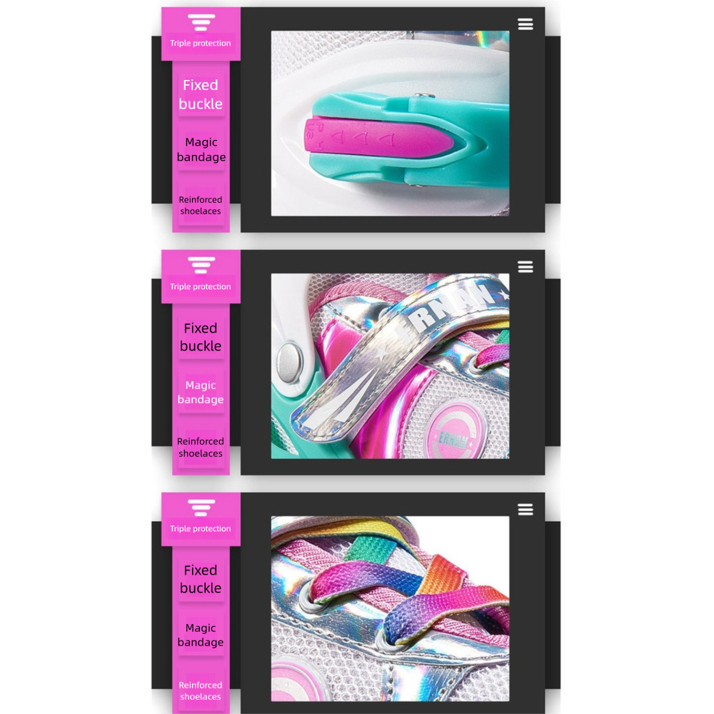 Kids Double Row Roller Skates Adjustable Quad Skates For Beginners_voghion.com