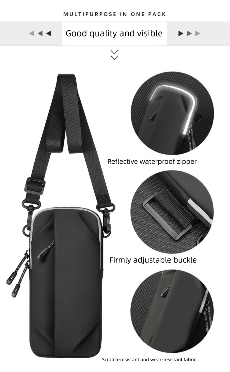Bolsa multifuncional para braço e transversal, unissex, ideal para atividades físicas ao ar livre, ciclismo, corrida e uso casual._voghion.com