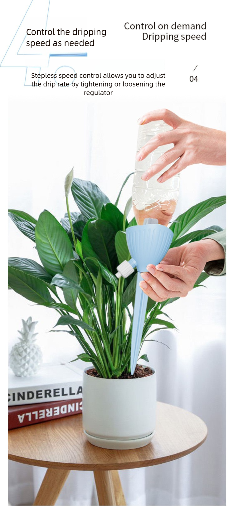 Novo modelo de dispositivo gotejador com vazão ajustável automática para irrigação de flores, percolador, exclusivo para uso internacional._voghion.com