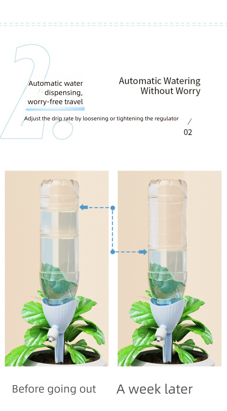 Novo modelo de dispositivo gotejador com vazão ajustável automática para irrigação de flores, percolador, exclusivo para uso internacional._voghion.com