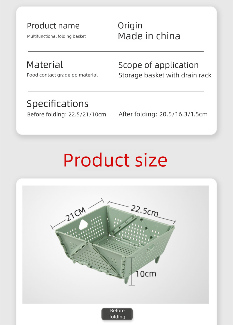 Collapsible Fruit Basket Drainer For Kitchen And Home Storage_voghion.com