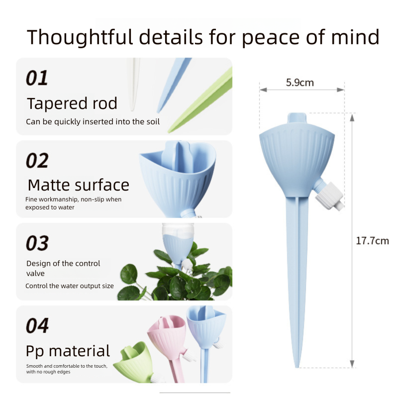 Novo modelo de dispositivo gotejador com vazão ajustável automática para irrigação de flores, percolador, exclusivo para uso internacional._voghion.com