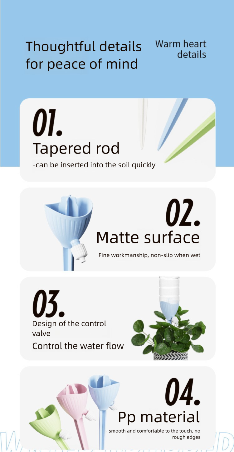 Novo modelo de dispositivo gotejador com vazão ajustável automática para irrigação de flores, percolador, exclusivo para uso internacional._voghion.com