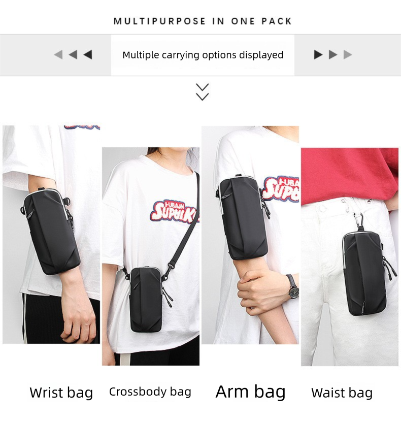 Bolsa multifuncional para braço e transversal, unissex, ideal para atividades físicas ao ar livre, ciclismo, corrida e uso casual._voghion.com