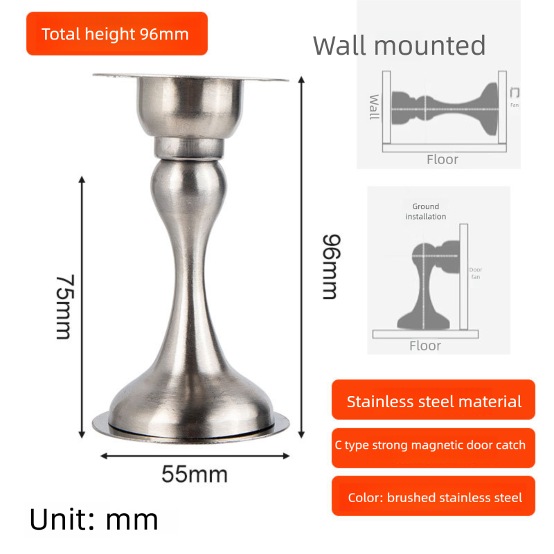 Magnetisk dørstopper i 304 rustfrit stål med kollisionsbeskyttelse_voghion.com