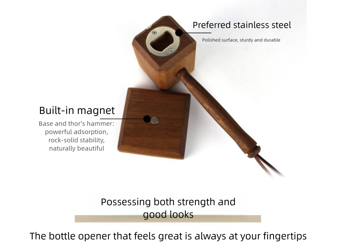 Abrebotellas martillo de thor abrelatas magnético de madera_voghion.com