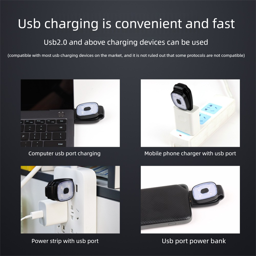 Linterna frontal LED recargable por USB con clip, luz de advertencia de emergencia multifuncional, minilámpara portátil de bolsillo para correr y acampar._voghion.com