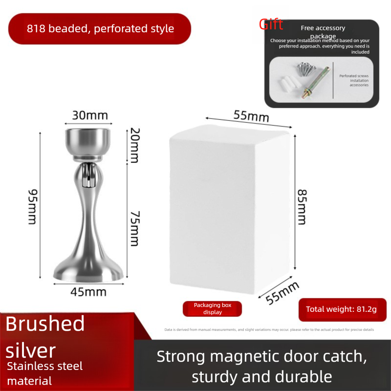 304 Stainless Steel Magnetic Door Stopper, Anti-Collision Door Holder, Drill-Free & Drill Dual-Use Door Stop_voghion.com