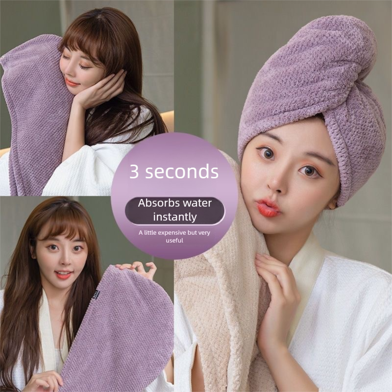 Thickened Soft Absorbent Hair Drying Cap, Adult Quick-Dry Japanese Style Bath Cap, Lint-Free For Home Shower Use_voghion.com