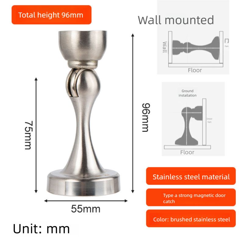 Magnetisk dørstopper i 304 rustfrit stål med kollisionsbeskyttelse_voghion.com