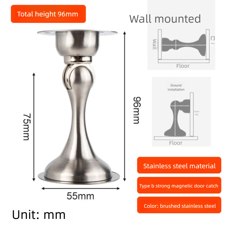 Magnetisk dørstopper i 304 rustfrit stål med kollisionsbeskyttelse_voghion.com
